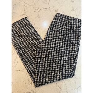 BOSS Hugo Boss Black & White Abstract Houndstooth Flat Front Straight Trousers